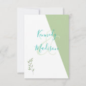 ライム幾何学的な壮大なミニマ結婚リスト サンキューカード (裏面)