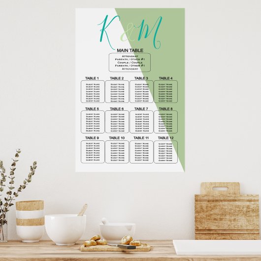 ライム幾何学的な壮大なミニマ結婚リスト ポスター (キッチン)