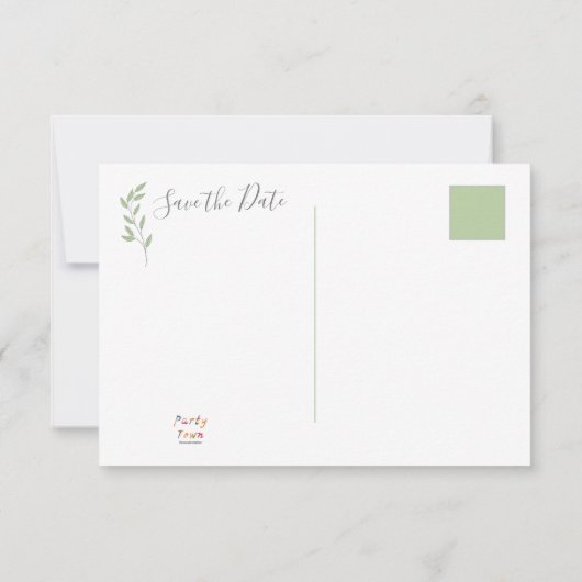 ライム幾何学的な素晴らしいミニマルウェディング セーブザデート (裏面)