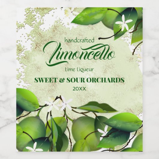 ライム柑橘類の果物レモンチェッロ ワインラベル (シングルラベル)