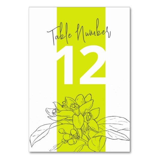 ライム柑橘類の灰色の鉛筆の白結婚色 テーブルナンバー (裏面)