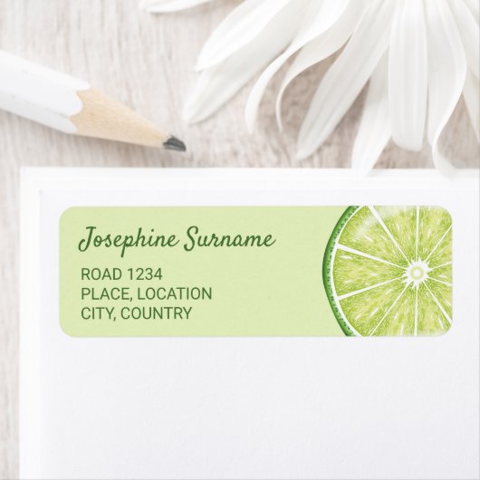 ライム柑橘類イラストレーションとカスタム文字 ラベル (インサイチュ)