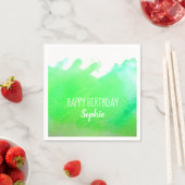 ライム水彩可愛いハッピーバースデー パーソナライズされた スタンダードカクテルナプキン (インサイチュ)