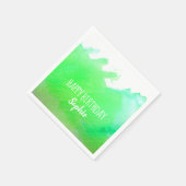 ライム水彩可愛いハッピーバースデー パーソナライズされた スタンダードカクテルナプキン (角)