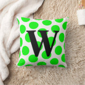 ライム水玉模様モノグラム クッション (ブランケット)