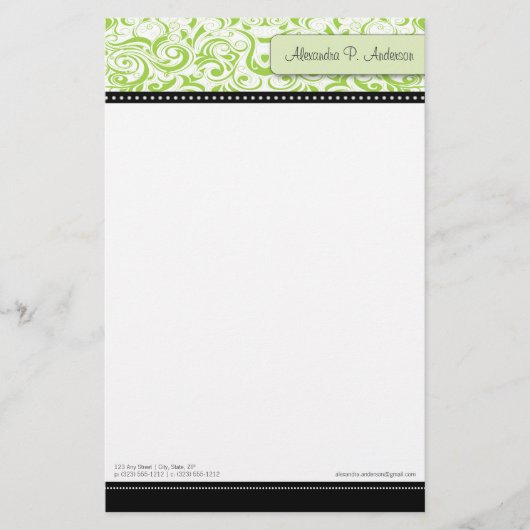 ライム渦巻形のブティック設計文房具 便箋 (正面)