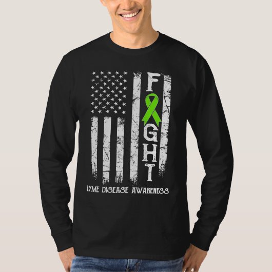 ライム病と闘うアメリカ国旗 Tシャツ (正面)