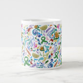 ライム病ギフト認識度サポート、グリーンリボン ジャンボコーヒーマグカップ (正面)