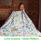 ライム病グリーンリボン認識度 フリースブランケット
