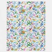 ライム病グリーンリボン認識度 フリースブランケット (正面)