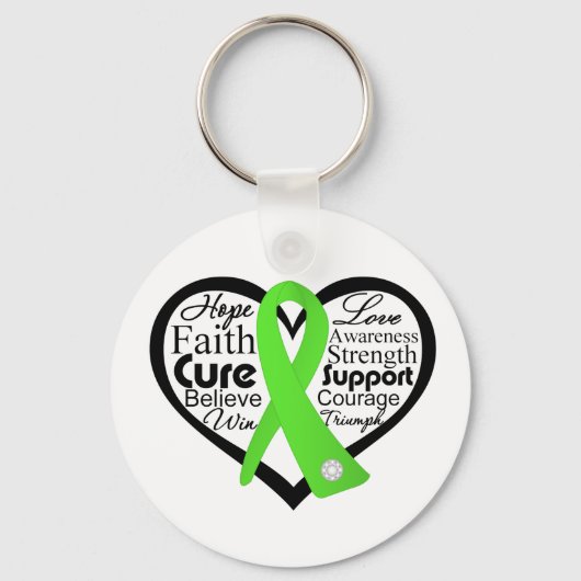 ライム病ハート帯 キーホルダー (正面)