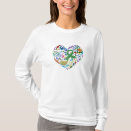 ライム病ハート認識度長袖シャツ Tシャツ