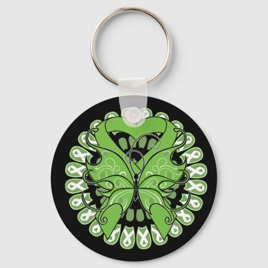 ライム病リボンの蝶の輪 キーホルダー (正面)