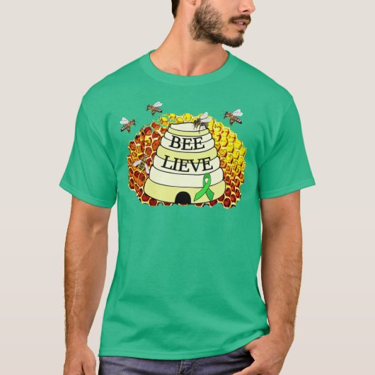 ライム病啓発 はちみつ ハニカム Bee-Lieve Tシャツ (正面)