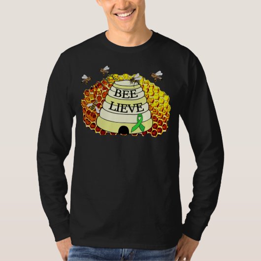 ライム病啓発 はちみつ ハニカム Bee-Lieve Tシャツ (正面)