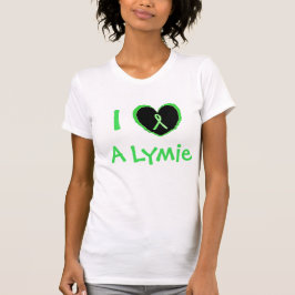 ライム病認識リボンのある"I Love a Lymie"ハート Tシャツ