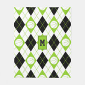 ライム白黒をテーマにしたパタアーガイルーン フリースブランケット (正面)