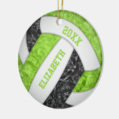 ライム白黒ガーリースポーツバレーボール セラミックオーナメント (左)