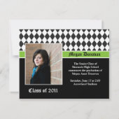 ライム白黒卒業招待状 招待状 (正面)