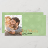 ライム結婚グリーンの写真の愛と感謝していありがとう サンキューカード (正面/裏面)