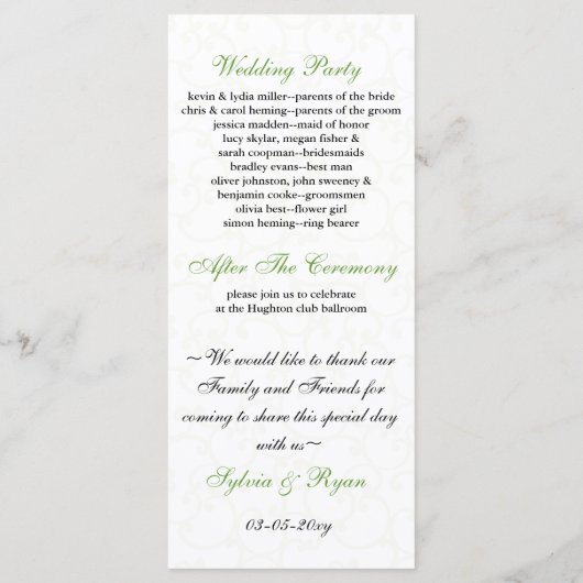 ライム結婚式 プログラム (裏面)