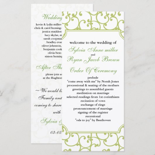 ライム結婚式 プログラム (正面/裏面)