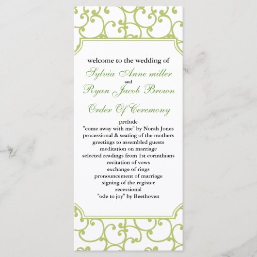 ライム結婚式 プログラム (正面)