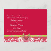 ライム翼ハートホワイトダマスオンラズベリー深い 案内ポストカード (裏面)