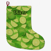 ライム背景 ラージクリスマスストッキング (正面)