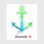 ライム航海のグリーンとブルーウォーターのカラーいかり シール (シート)