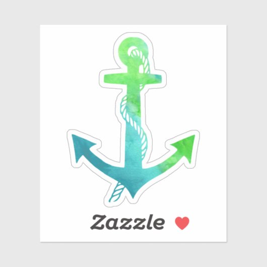 ライム航海のグリーンとブルーウォーターのカラーいかり シール (シート)