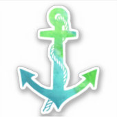 ライム航海のグリーンとブルーウォーターのカラーいかり シール (正面)