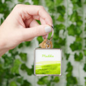 ライム草の緑の水の色の白 キーホルダー (手)