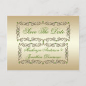 ライム華美グリーンジェム金ゴールド渦巻き日付保存 案内ポストカード (正面)