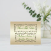 ライム華美グリーンジェム金ゴールド渦巻き日付保存 案内ポストカード (スタンド正面)