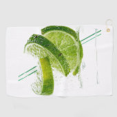 ライム薄切りとストロー付きグラス最高の ゴルフタオル (横)