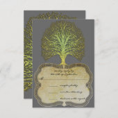 ライム金ゴールドスワールダムスクツリーウェディングRSVP 出欠カード (正面/裏面)