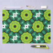 ライム鮮やかグリーンブラック&ホワイトジオメトリパターン 薄葉紙 (クラフト)