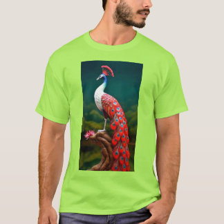 "ライム鮮やかピーコックグラフィックTシャツ – エンブレイスエル Tシャツ