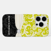 ライム&オフホワイトダマスクプリントフェイクライン石 Case-Mate iPhoneケース (裏面 (横))