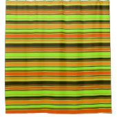 ライム、オレンジ、タンジェリンシャワストライプのーカーテン シャワーカーテン (正面)