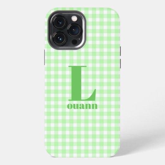 ライム ギンガムチェック iPhoneケース (裏面)