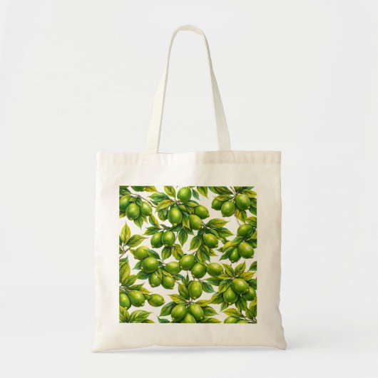 ライム グリーン シトラス 植物柄 トートバッグ (正面)