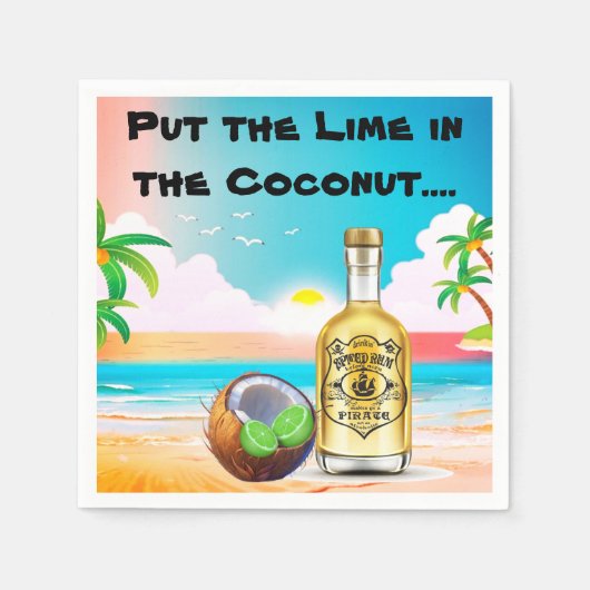 ライム、ココナッツ&ラム紙ナプキンズ スタンダードカクテルナプキン (正面)