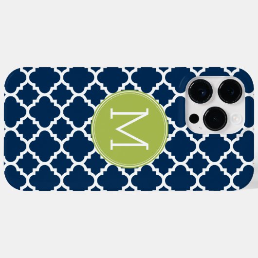 ライム&ネイビー幾何学模様カスタムモノグラム Case-Mate iPhoneケース (裏面 (横))