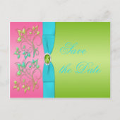 ライム、ピンク、アクアフローラ日付はがきを保存 案内ポストカード (正面)