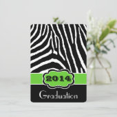ライム、ブラック、ホワイトのゼブラプリント卒業招待状 招待状 (スタンド正面)