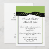 ライム ブラック ポルカドット 結婚式後の披露宴招待状 招待状 (正面/裏面)