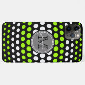 ライム&ホワイトのドット柄モノグラム Case-Mate iPhoneケース (裏面(横))