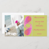 ライム&ラズベリーペイズリー写真の日付を保存 セーブザデート (正面/裏面)